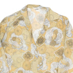 MULIN Womens Beige White Printed Shirt Long Sleeve Collar M Cotton Blend Casual