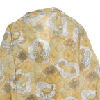 MULIN Womens Beige White Printed Shirt Long Sleeve Collar M Cotton Blend Casual