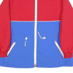 Womens Red & Blue Polyester Blend Zip Jacket S Colourblock Casual Lightweight