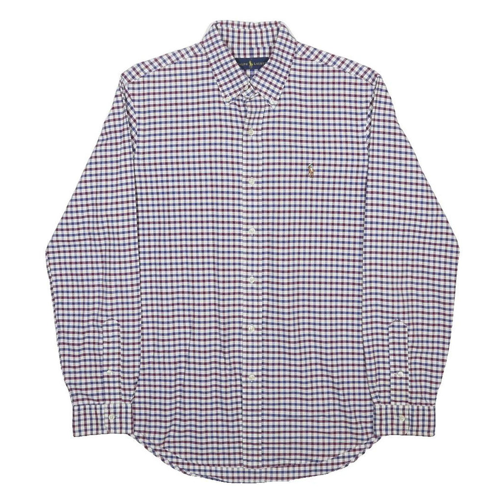 RALPH LAUREN Mens Blue Red Checked Shirt M Classic Button Down Collar Cotton