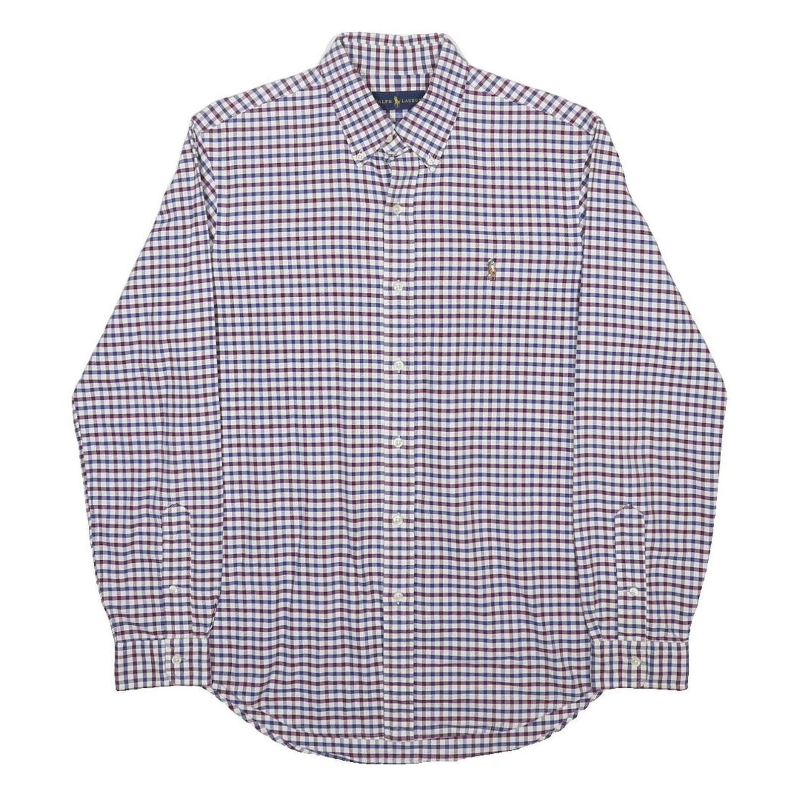 RALPH LAUREN Mens Blue Red Checked Shirt M Classic Button Down Collar Cotton