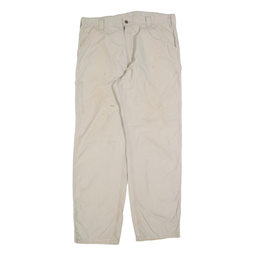 CARHARTT Mens Cotton Blend Beige Relaxed Straight Trousers W38 L34 Workwear