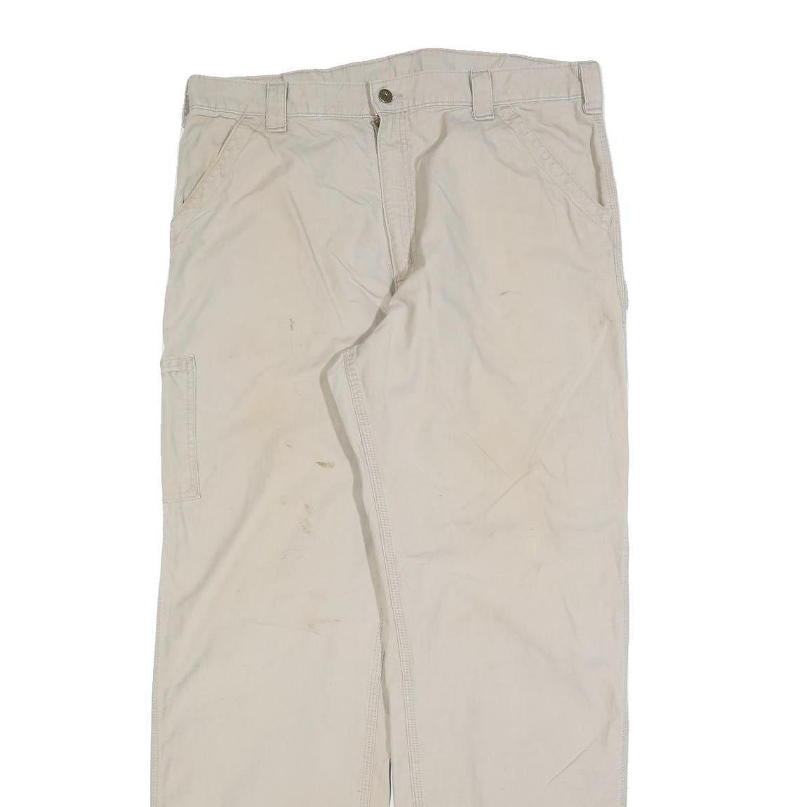CARHARTT Mens Cotton Blend Beige Relaxed Straight Trousers W38 L34 Workwear