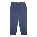 C&A Womens Cotton Blend Blue Relaxed Cargo Trousers W34 L27 Drawstring Casual