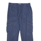 C&A Womens Cotton Blend Blue Relaxed Cargo Trousers W34 L27 Drawstring Casual