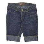 PINK Womens Shorts Blue Denim Casual L W30 Stylish Cuffed Hem Pockets