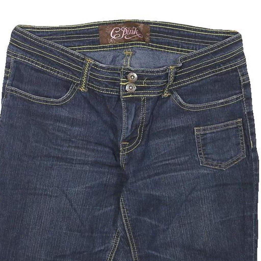 PINK Womens Shorts Blue Denim Casual L W30 Stylish Cuffed Hem Pockets