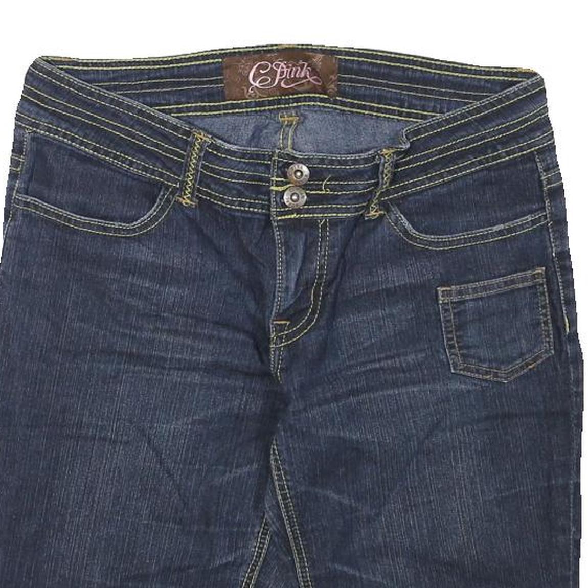 PINK Womens Shorts Blue Denim Casual L W30 Stylish Cuffed Hem Pockets