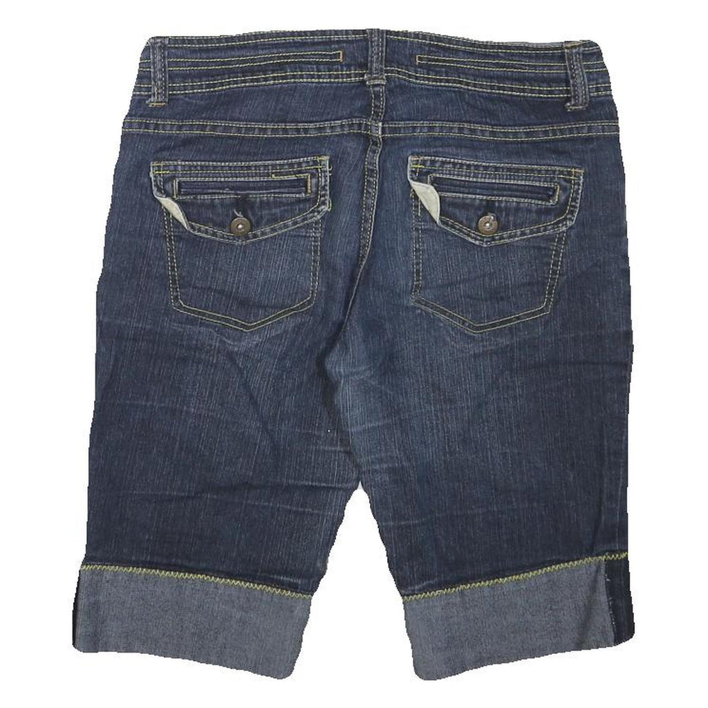 PINK Womens Shorts Blue Denim Casual L W30 Stylish Cuffed Hem Pockets