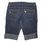 PINK Womens Shorts Blue Denim Casual L W30 Stylish Cuffed Hem Pockets