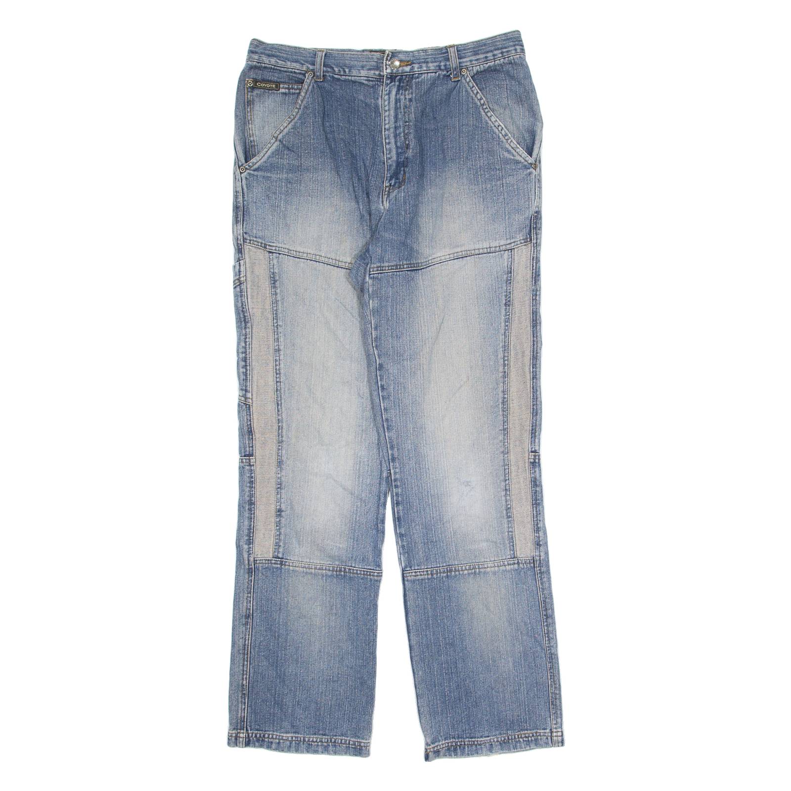 COYOTE Mens Jeans Blue Regular Straight Stone Wash W32 L32