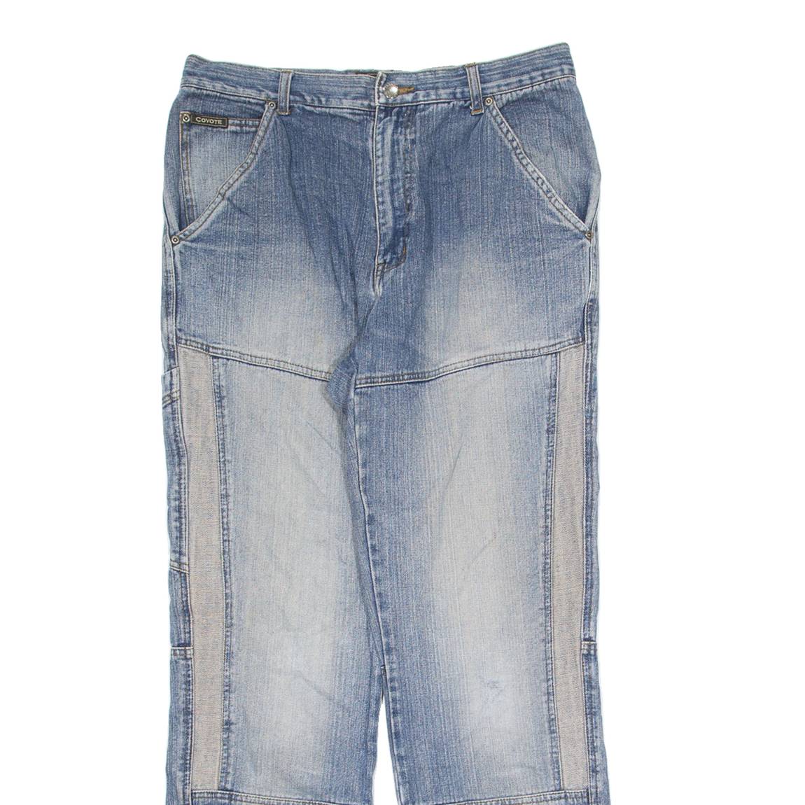 COYOTE Mens Jeans Blue Regular Straight Stone Wash W32 L32