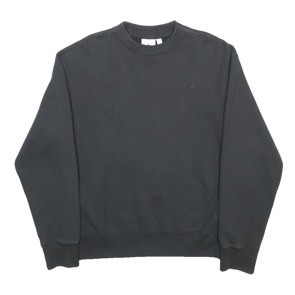 ADIDAS Mens Black Sweatshirt S Crew Neck Cotton Blend Pullover Casual