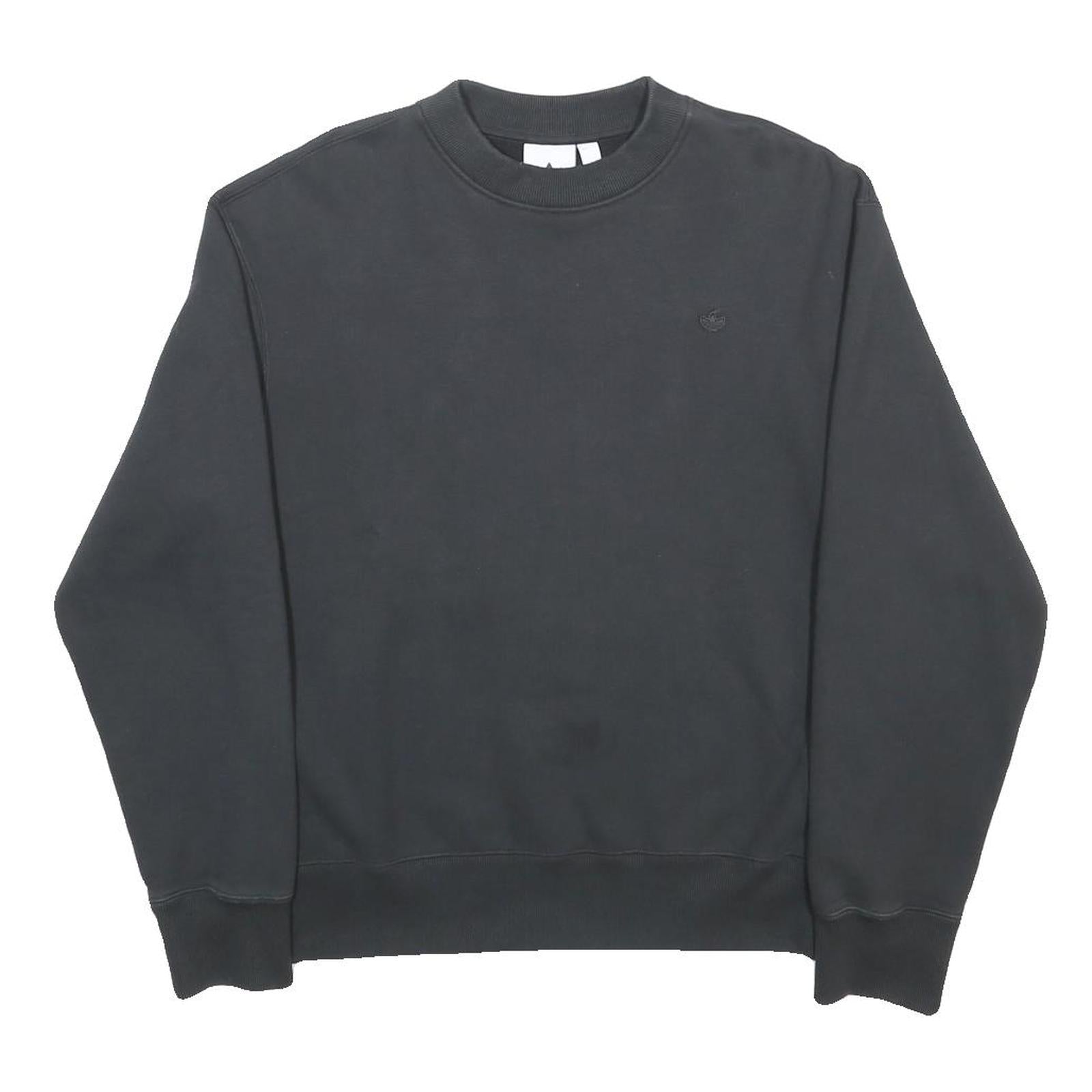 ADIDAS Mens Black Sweatshirt S Crew Neck Cotton Blend Pullover Casual