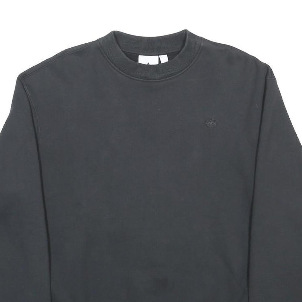 ADIDAS Mens Black Sweatshirt S Crew Neck Cotton Blend Pullover Casual