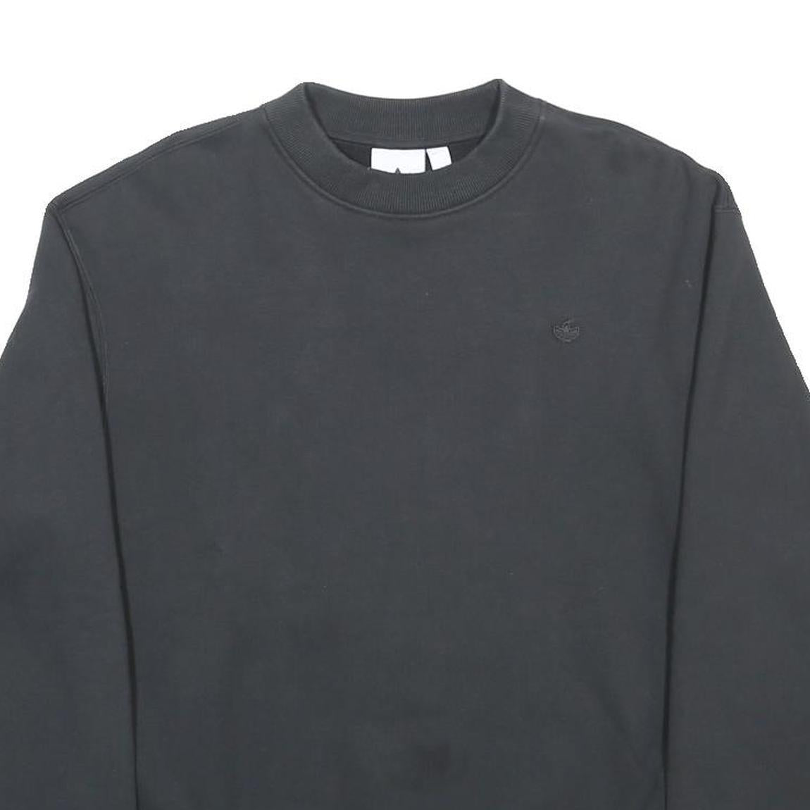 ADIDAS Mens Black Sweatshirt S Crew Neck Cotton Blend Pullover Casual
