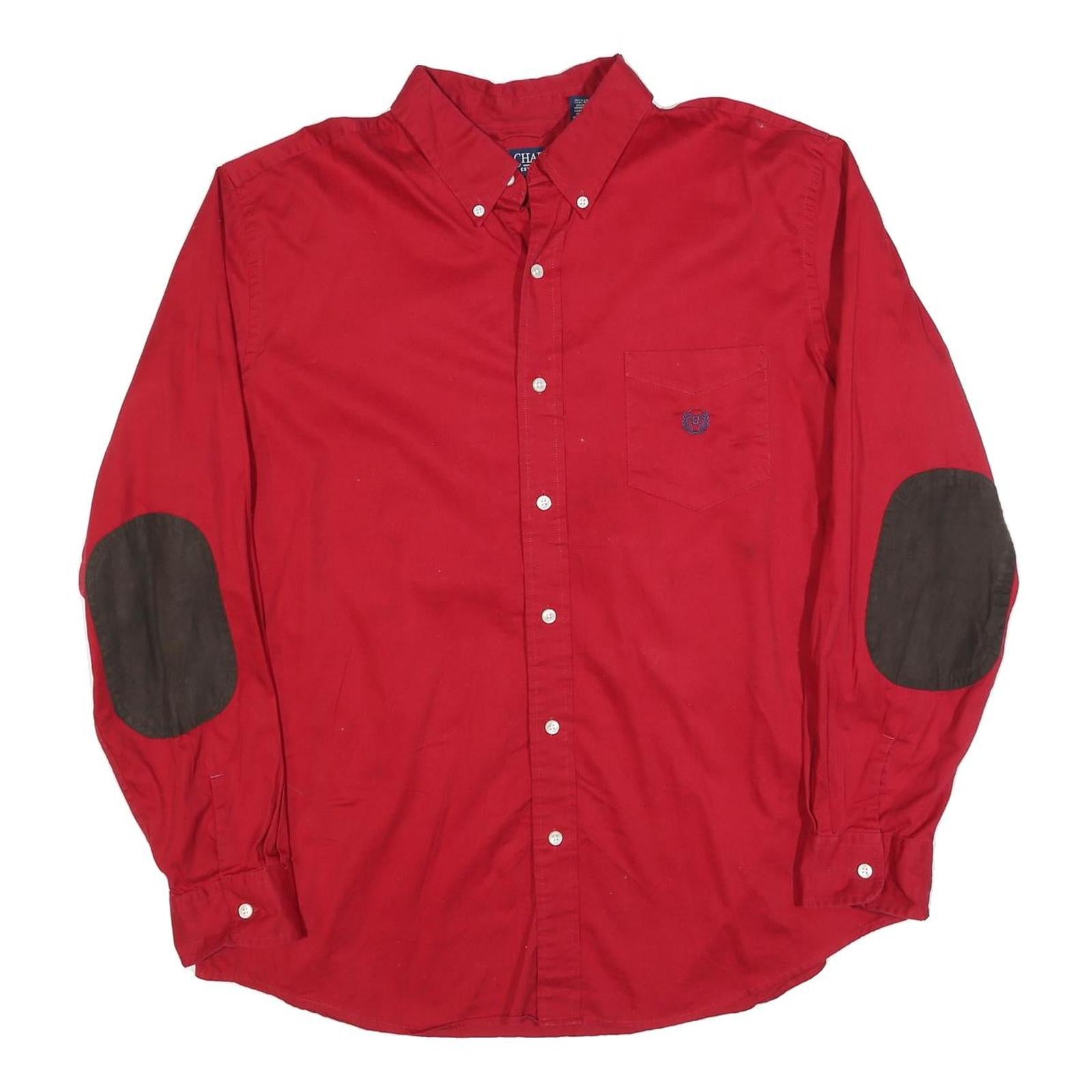 CHAPS Mens Red Shirt XL Button-Down Collar Long Sleeve Cotton Blend Casual