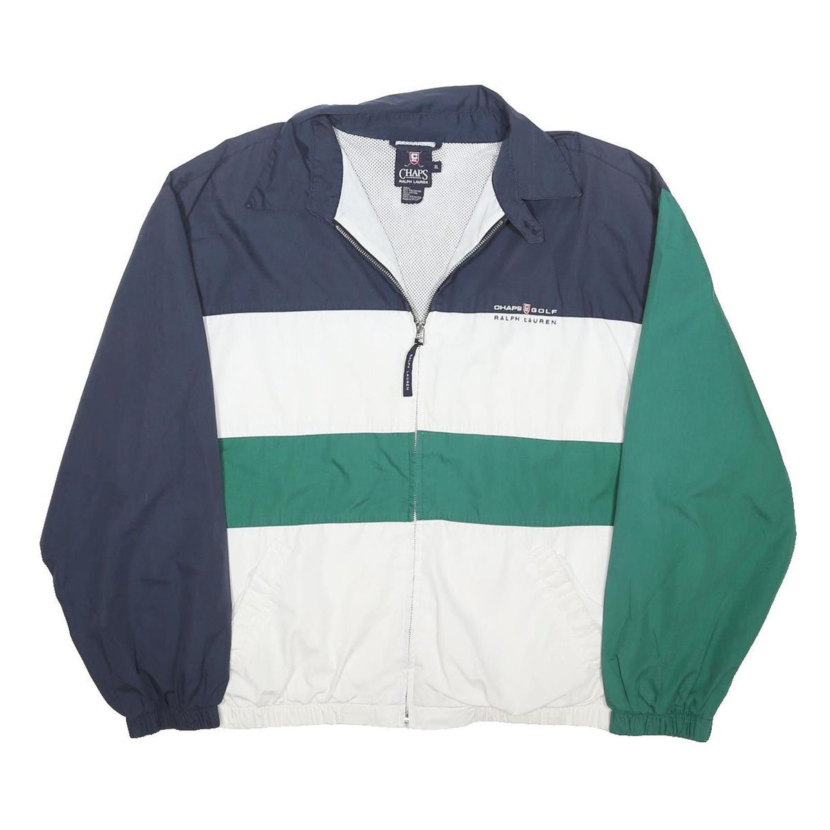 CHAPS RALPH LAUREN Mens Navy White Green Colourblock Track Jacket XL Polyester