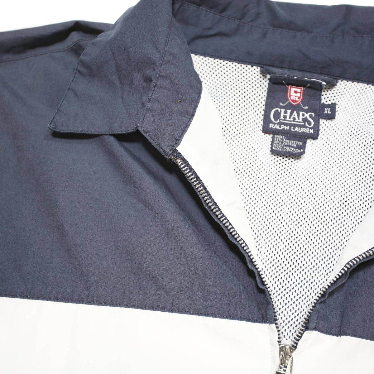 CHAPS RALPH LAUREN Mens Navy White Green Colourblock Track Jacket XL Polyester
