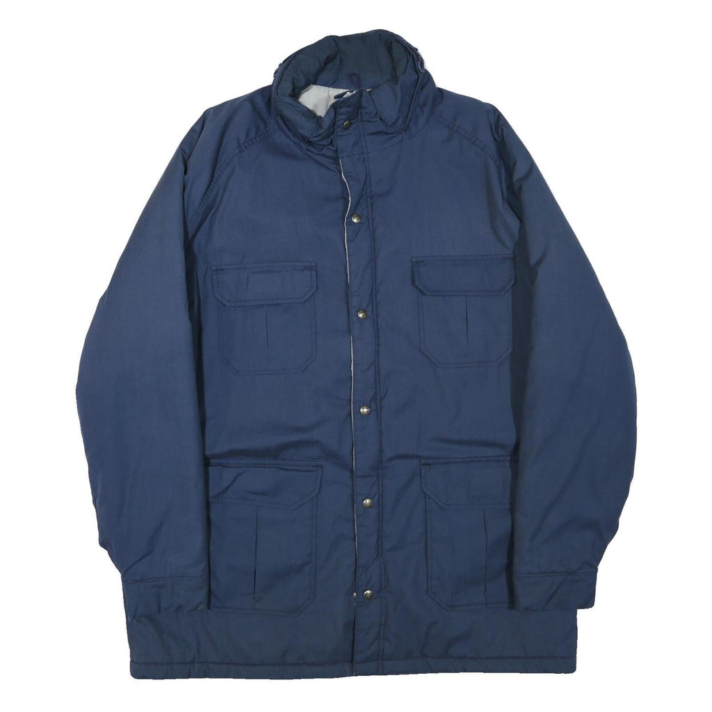 WOOLRICH Mens Blue Cotton Blend Jacket L Plain Zip Pocketed Classic Fit