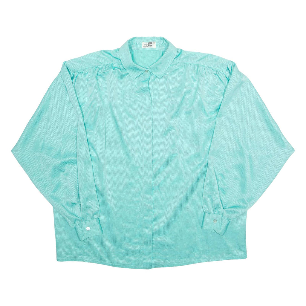 ARA MODELL Womens Bardot Blouse Blue Collared Long Sleeve L