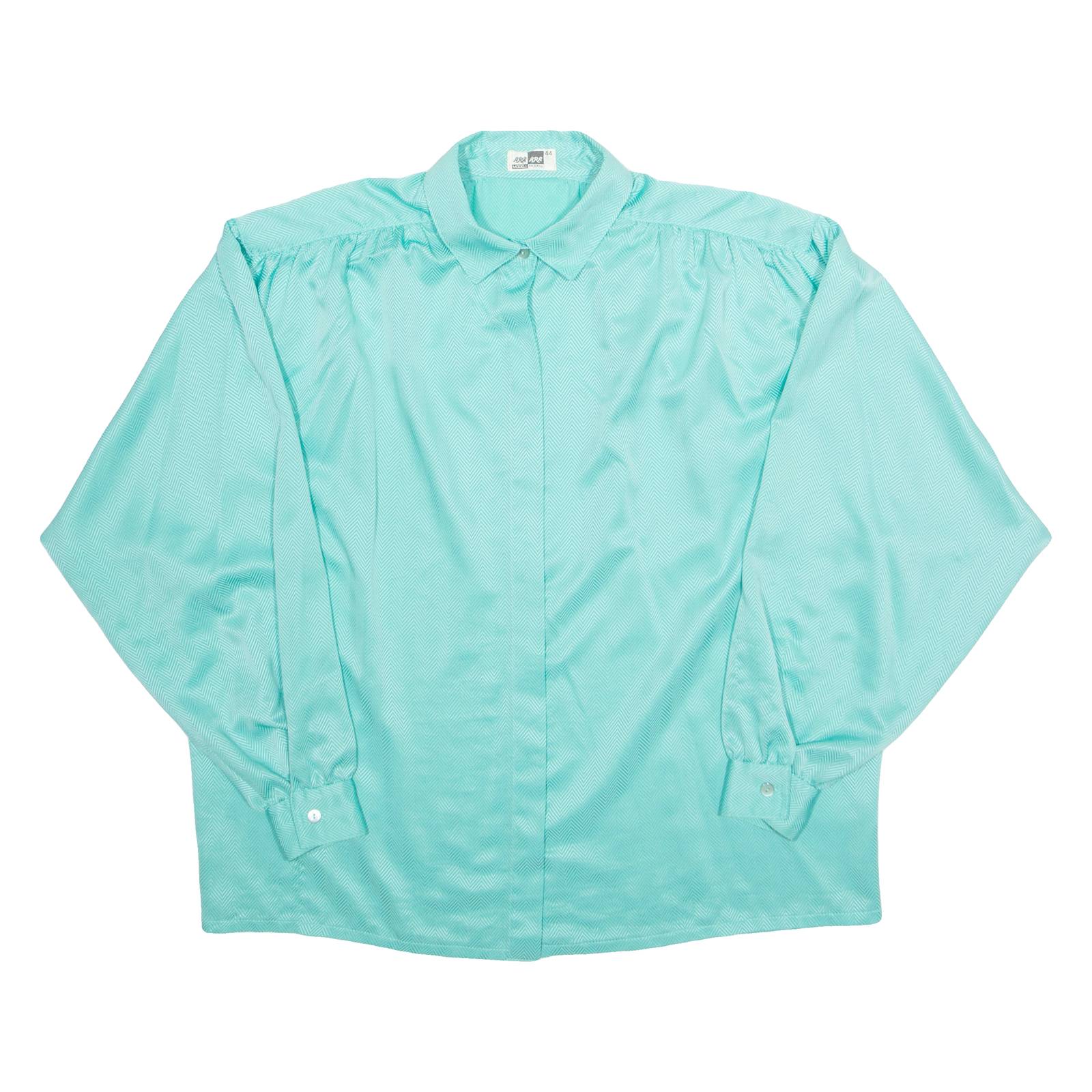 ARA MODELL Womens Bardot Blouse Blue Collared Long Sleeve L