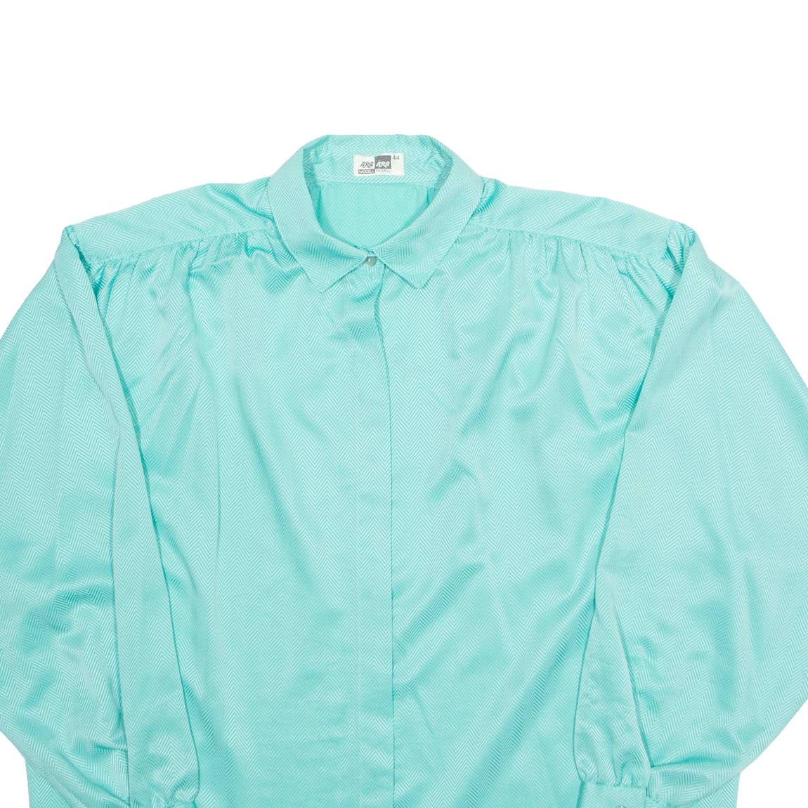 ARA MODELL Womens Bardot Blouse Blue Collared Long Sleeve L