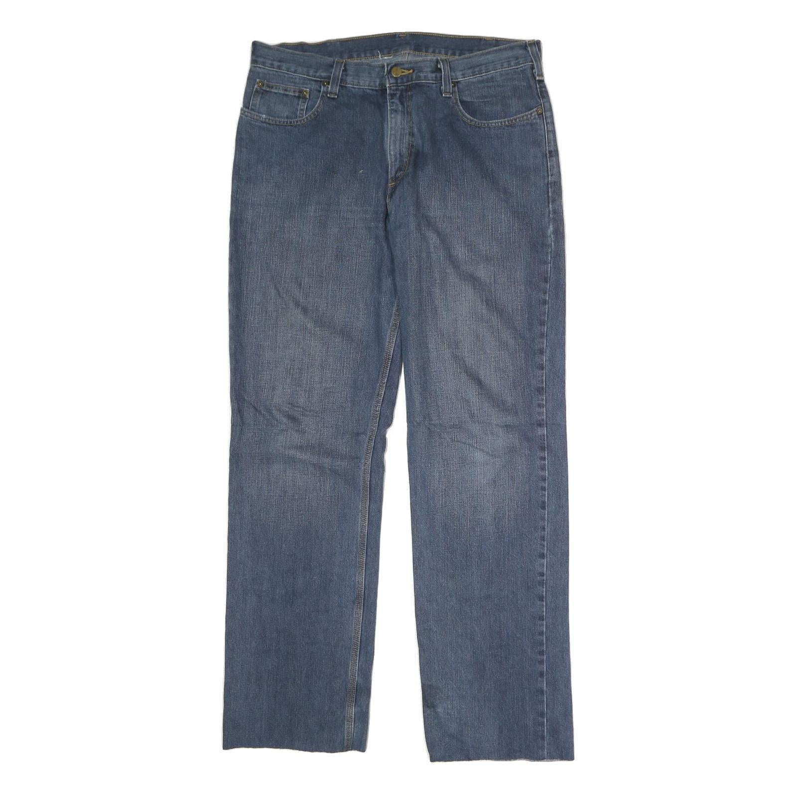 CARHARTT Mens Blue Regular Fit Straight Leg Denim Rinse W38 L34 Workwear Jeans