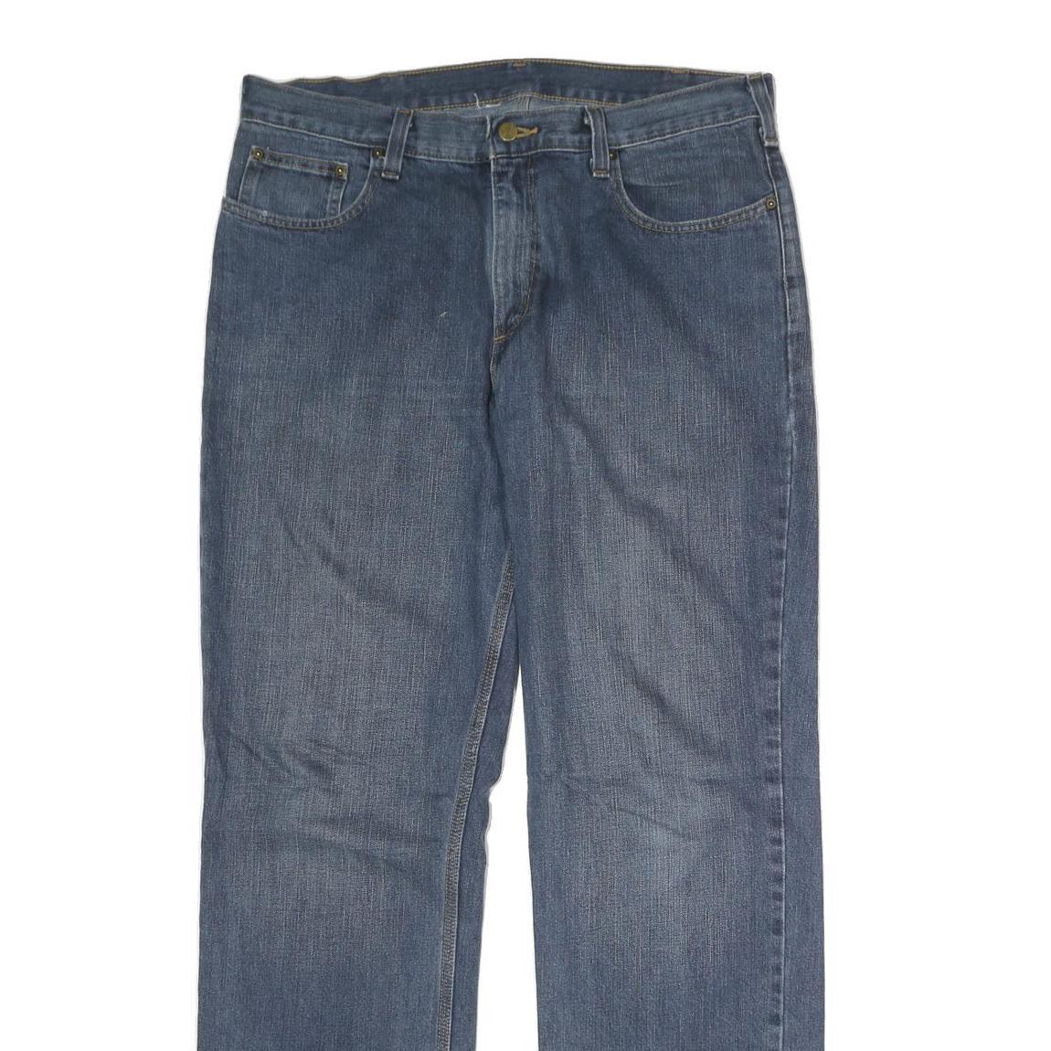 CARHARTT Mens Blue Regular Fit Straight Leg Denim Rinse W38 L34 Workwear Jeans
