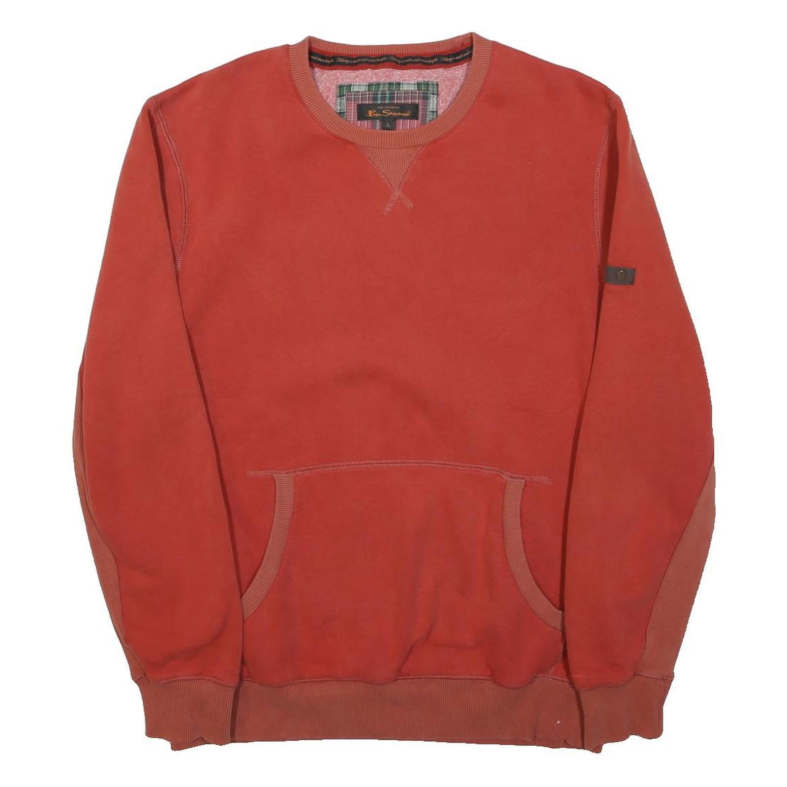 BEN SHERMAN Mens Red Crew Neck L Cotton Blend Sweatshirt Casual Pullover