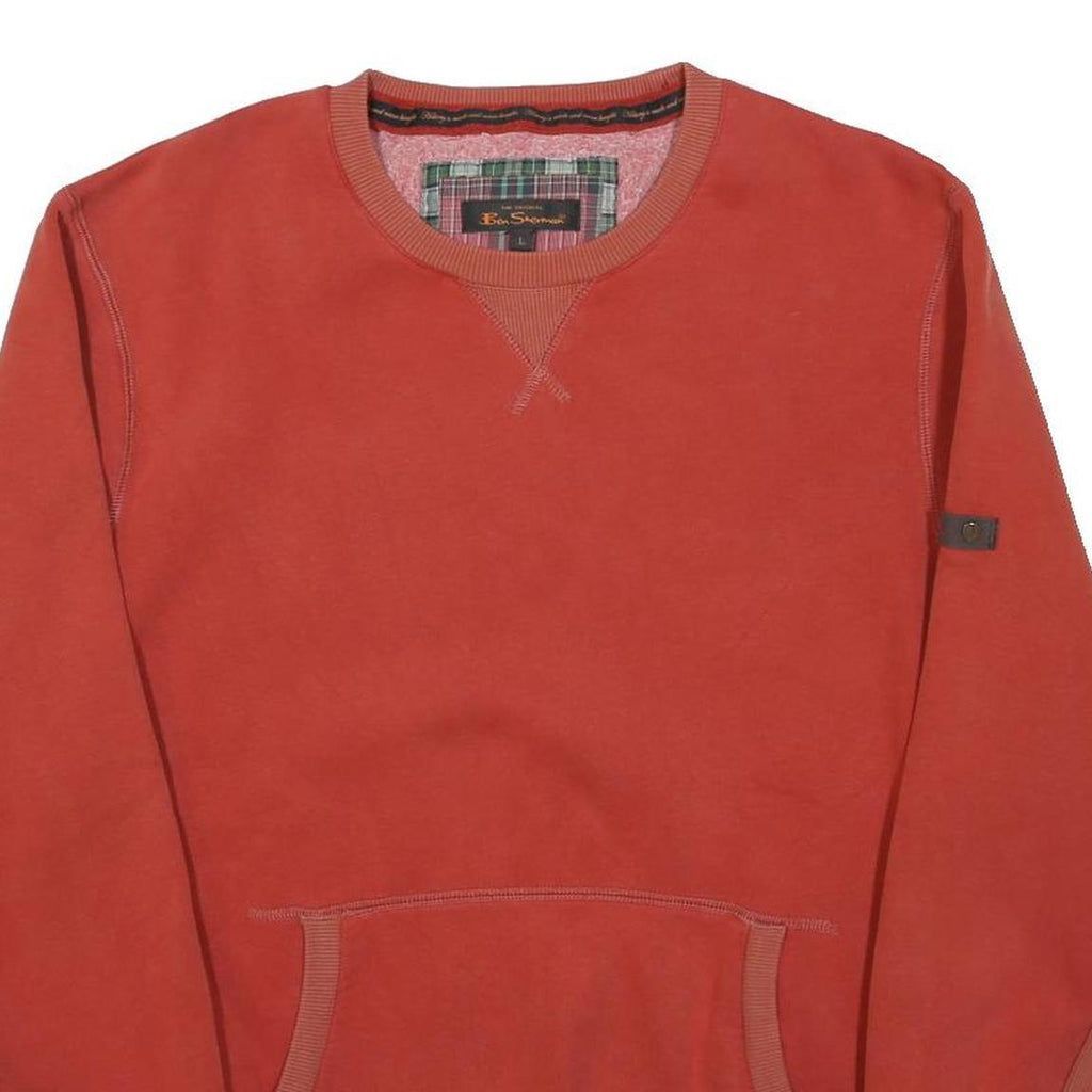 BEN SHERMAN Mens Red Crew Neck L Cotton Blend Sweatshirt Casual Pullover