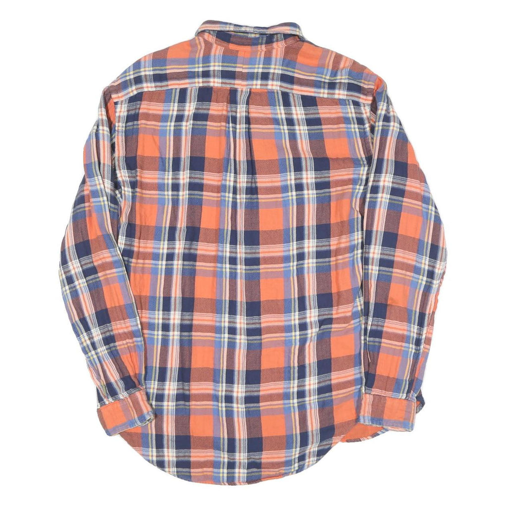 RALPH LAUREN Mens Orange & Blue Check Shirt M Cotton Blend Casual Classic Fit