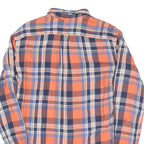RALPH LAUREN Mens Orange & Blue Check Shirt M Cotton Blend Casual Classic Fit
