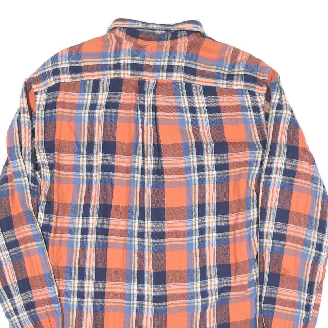RALPH LAUREN Mens Orange & Blue Check Shirt M Cotton Blend Casual Classic Fit