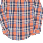 RALPH LAUREN Mens Orange & Blue Check Shirt M Cotton Blend Casual Classic Fit