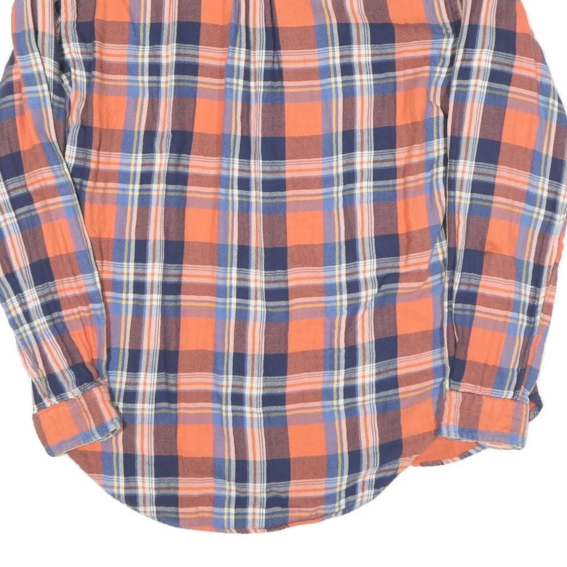 RALPH LAUREN Mens Orange & Blue Check Shirt M Cotton Blend Casual Classic Fit
