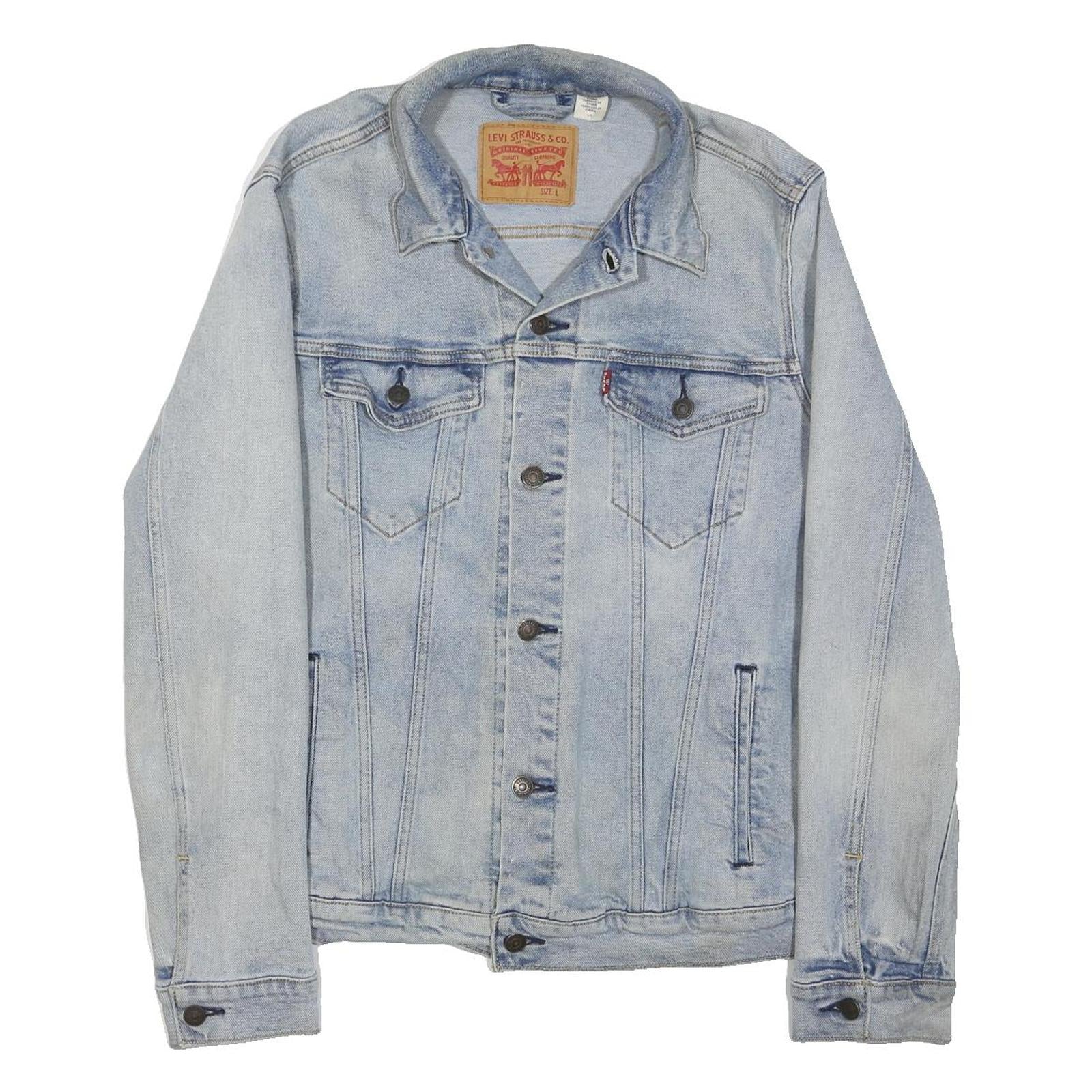 LEVI'S Womens Blue Denim Cotton Blend Jacket L Button Closure Classic Style