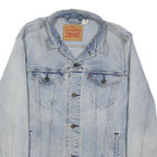 LEVI'S Womens Blue Denim Cotton Blend Jacket L Button Closure Classic Style