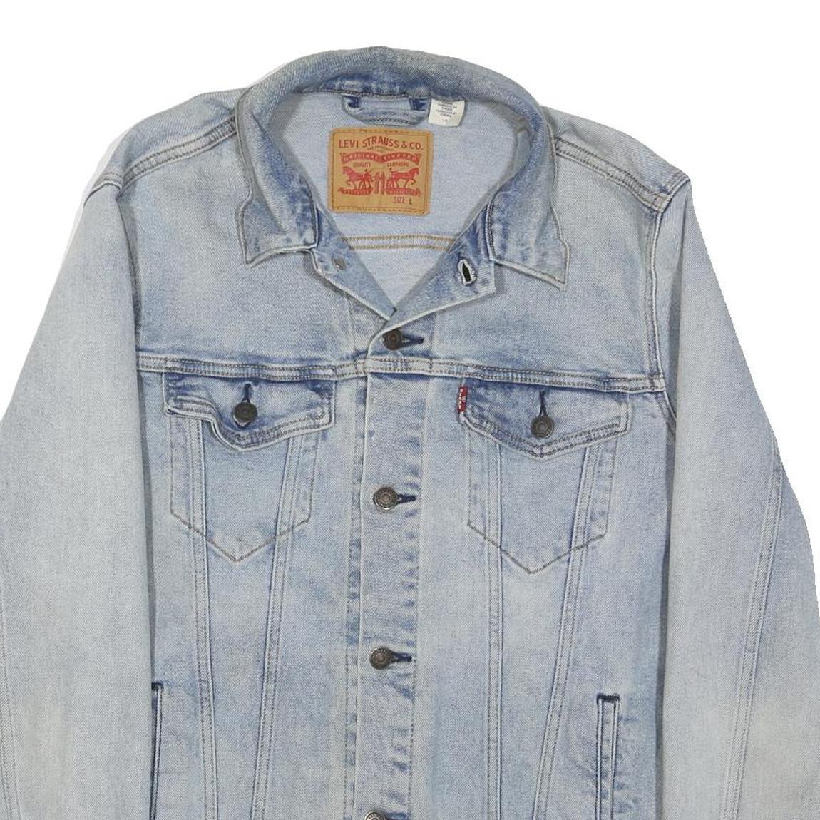 LEVI'S Womens Blue Denim Cotton Blend Jacket L Button Closure Classic Style