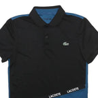 LACOSTE Mens Black & Blue Polo Shirt XS Sport Short Sleeve Logo Ultradry