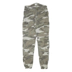 DENIM COLLECTION Mens Cotton Blend Grey Camouflage Relaxed Cargo Trousers W26