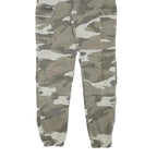 DENIM COLLECTION Mens Cotton Blend Grey Camouflage Relaxed Cargo Trousers W26