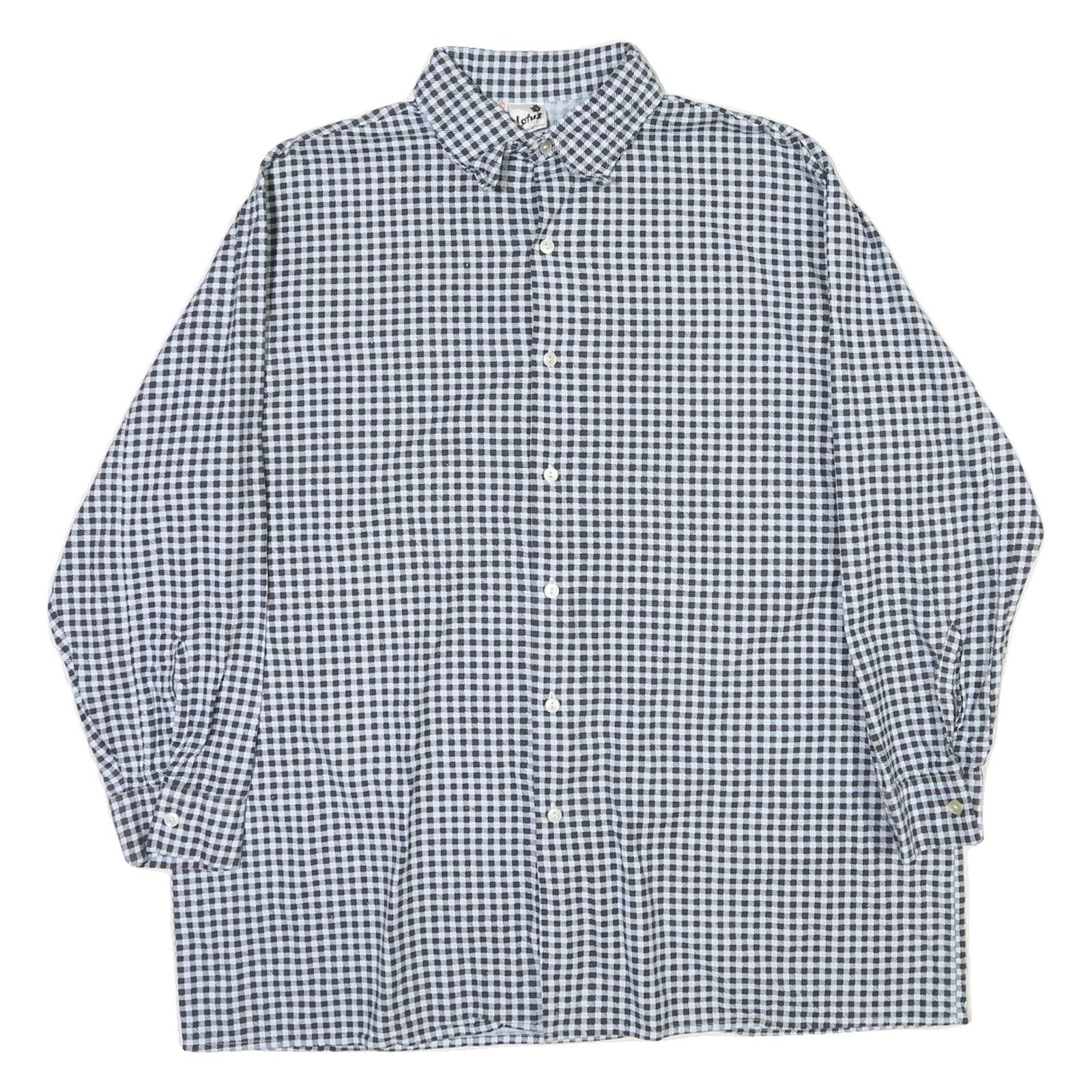 LOTUS Mens Black & White Check Shirt XL Cotton Button Down Casual Formal
