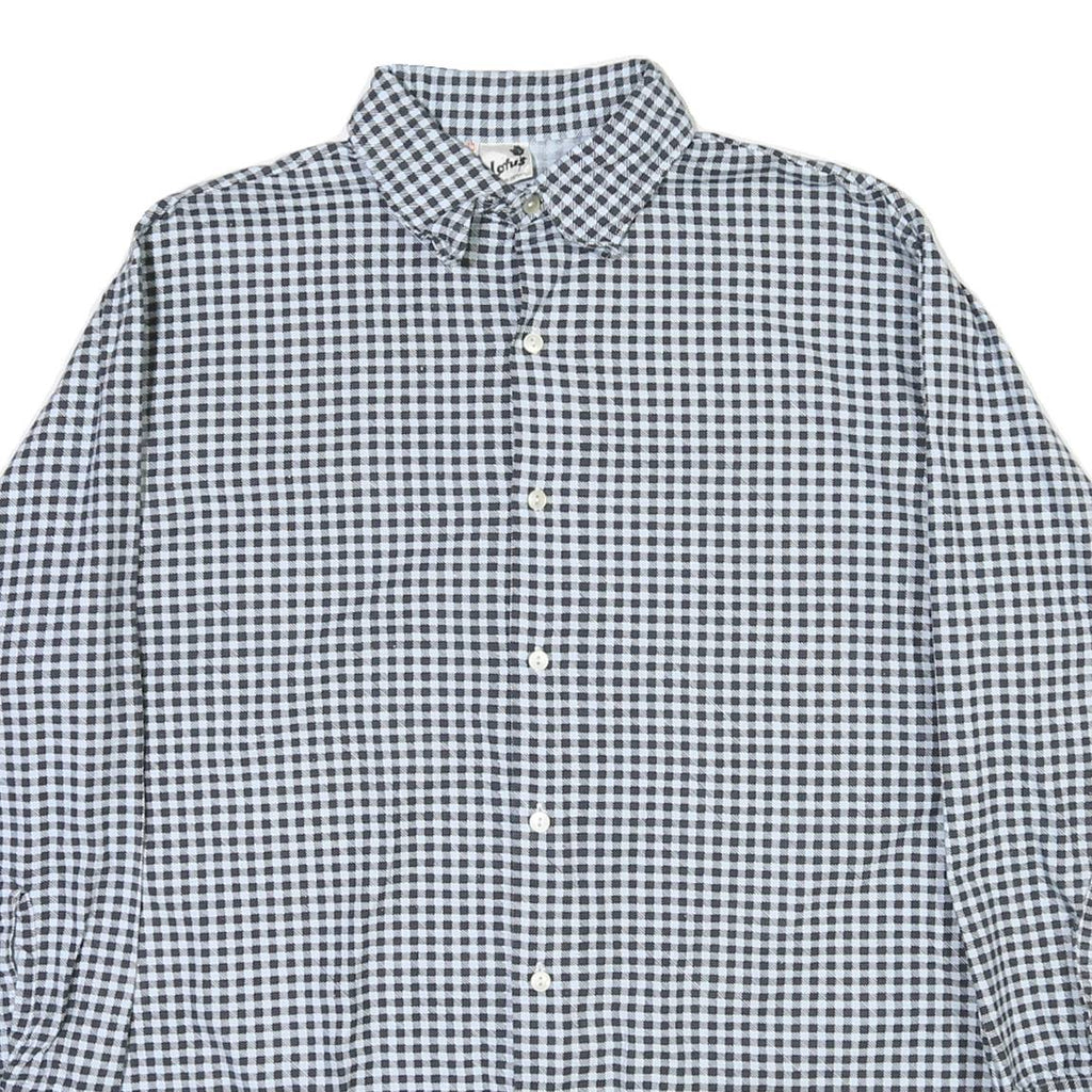 LOTUS Mens Black & White Check Shirt XL Cotton Button Down Casual Formal