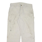 CARHARTT Mens Beige Cotton Blend Relaxed Straight Trousers W34 L29 Workwear
