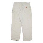 CARHARTT Mens Beige Cotton Blend Relaxed Straight Trousers W34 L29 Workwear