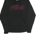 FILA Womens Black Hoodie S Cotton Pullover Sweatshirt Logo Print