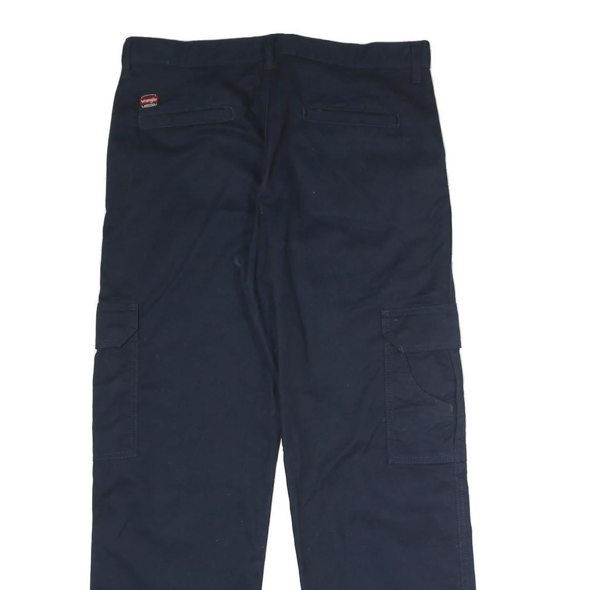 WRANGLER Mens Cotton Blend Navy Regular Straight Trousers W32 L30 Cargo Pockets