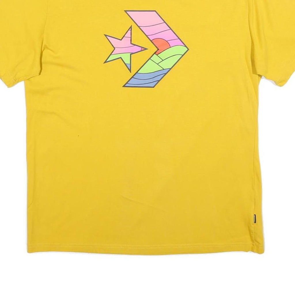 CONVERSE Mens Yellow Graphic T-Shirt XL Short Sleeve Crew Neck Casual Cotton