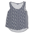 TOMMY HILFIGER Womens Navy & White Printed Sleeveless Round Neck Top S Casual